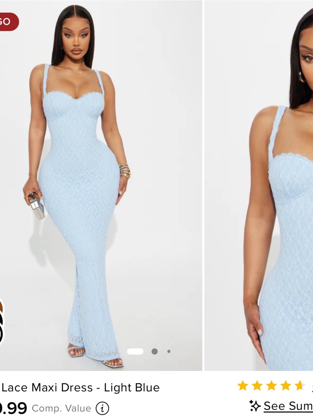 Fashion Nova Light Blue Lace Maxi Dress
